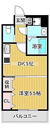 CITY　SPIRE鶴見 2階1DKの間取り