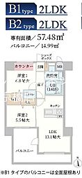 JR福知山線 猪名寺駅 徒歩9分の賃貸マンション 3階2LDKの間取り