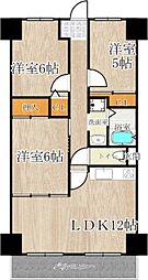サンファースト京橋 5階3LDKの間取り