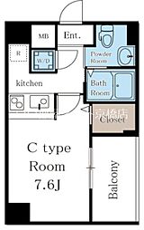 ヴァンクール城東 6階1Kの間取り