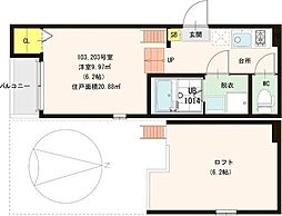 ブリランテ 2階1Kの間取り