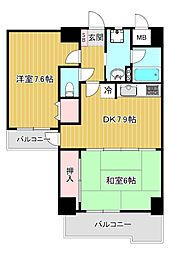フォルム城東中央 2階2DKの間取り