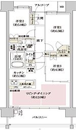 ウェリス西天満 3階2SLDKの間取り