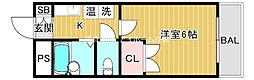 ノースコート 1Kの間取図画像