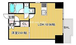 ドリームネオポリス桜ノ宮 1LDKの間取図画像