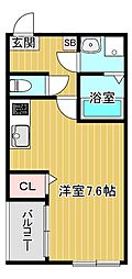 ハーモニーテラス中宮 ワンルームの間取図画像