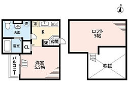 ＣＬＯＵＤ鳳 2階1Kの間取り