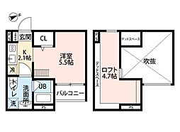 ＬＯＲＥ 1階ワンルームの間取り