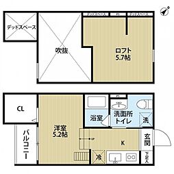 ｌａ　ｂｌａｎｃ 1階1Kの間取り