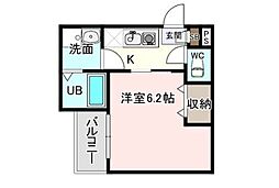 ＩＤＣＲＥＧＩＡ　ＯＳＡＫＡ　ＣＩＴＹ　ＫＯＭＡＴＳＵ 2階1Kの間取り