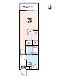 エルミタージュ夙川 ワンルームの間取図画像