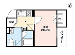 アコノーツ2 1Kの間取図画像