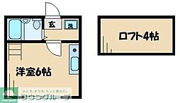 JR南武線 武蔵中原駅 徒歩12分の賃貸アパート 1階ワンルームの間取り