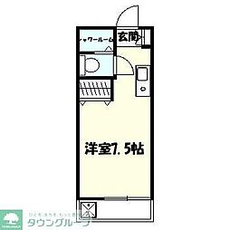 JR南武線 武蔵新城駅 徒歩24分の賃貸アパート 2階ワンルームの間取り