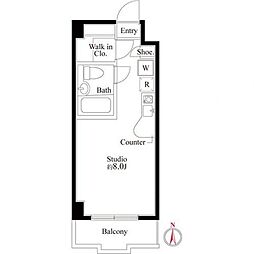 JR南武線 武蔵中原駅 徒歩13分の賃貸マンション 2階ワンルームの間取り
