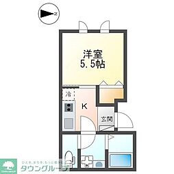 Ｃｉａｏ　ｈｏｕｓｅ 2階1Kの間取り