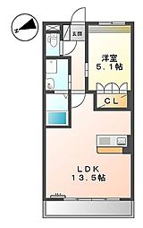 フローレンス東寺尾 1階1LDKの間取り