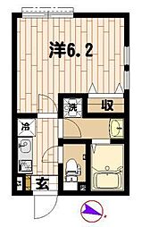 京急本線 鶴見市場駅 徒歩1分の賃貸アパート 1階1Kの間取り