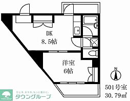 アクセスマスダ 5階2DKの間取り