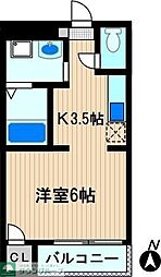 メゾンシャリオ 1階ワンルームの間取り
