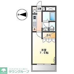 ビエント・南幸 2階1Kの間取り