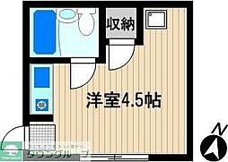 ユニオンハイツ鹿島田Ｃ棟 1階ワンルームの間取り