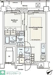 カスタリア鶴見 4階1LDKの間取り