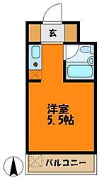 東急東横線 元住吉駅 徒歩10分の賃貸マンション 4階ワンルームの間取り