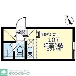 ユナイト幸シェリーメイ 1階ワンルームの間取り