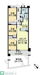 アークプラザ等々力緑地 1階3LDKの間取り