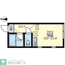 ユナイト殿町セニョール・ド・ボンフィン 2階ワンルームの間取り