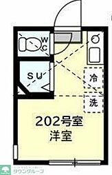 プロスタイルアパート渡田 2階ワンルームの間取り