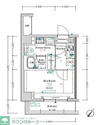 アンベリール川崎SOUTH 4階1Kの間取り