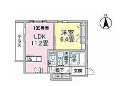 クレイドルユウシン 1LDKの間取図画像