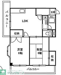 矢島ハイツ 2LDKの間取図画像