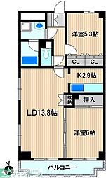 ウィステリアヴィラ 2LDKの間取図画像
