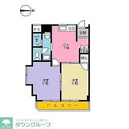 シマヤビル 2DKの間取図画像