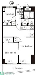 鶴見ワンダーランド 2LDKの間取図画像