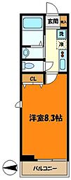 ベルーガ 1Kの間取図画像