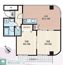 リエス川崎 2LDKの間取図画像