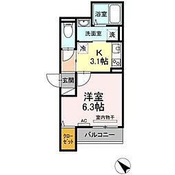 クレスタ 1Kの間取図画像