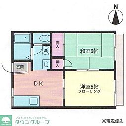 シャトー諏訪坂 2DKの間取図画像