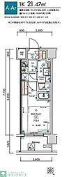 SQUARE CITY TSURUMIICHIBA 1Kの間取図画像