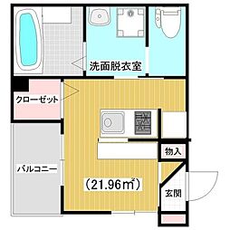 モントレー岸谷 ワンルームの間取図画像