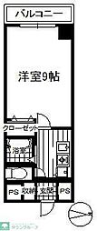 リバービューハイツ3 1Kの間取図画像