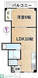 ファインスミヨシ 1LDKの間取図画像
