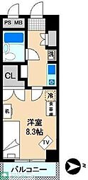 オーベル川崎 1Kの間取図画像
