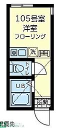ユナイト渡田ジェイムス・フランク ワンルームの間取図画像