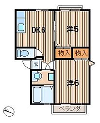 F・J・S・8 2DKの間取図画像