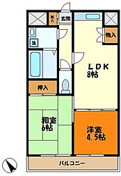 プレシアスムラタ 2LDKの間取図画像